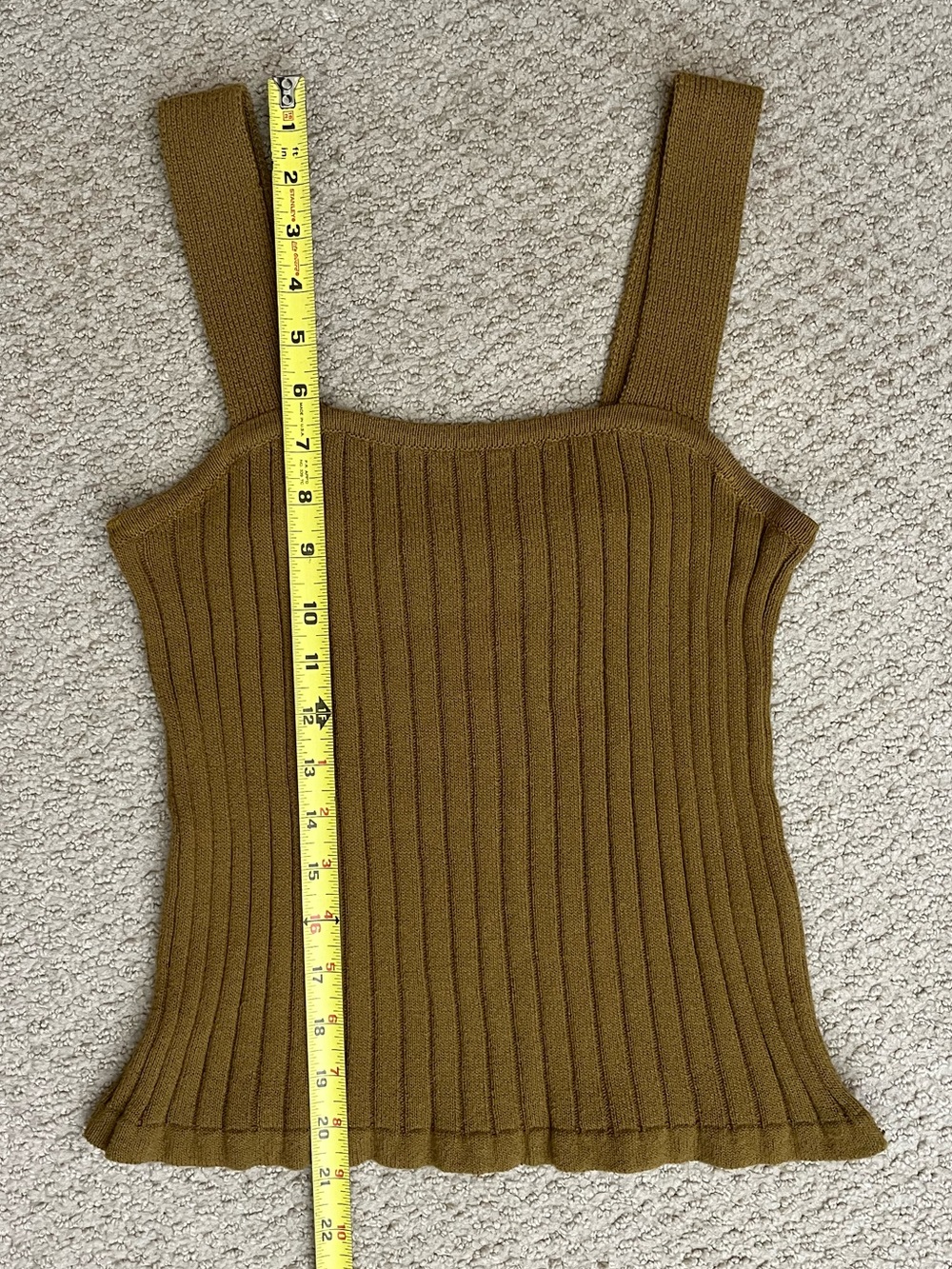 Green Ribbed Knit Tank Top - Picture 2 of 6